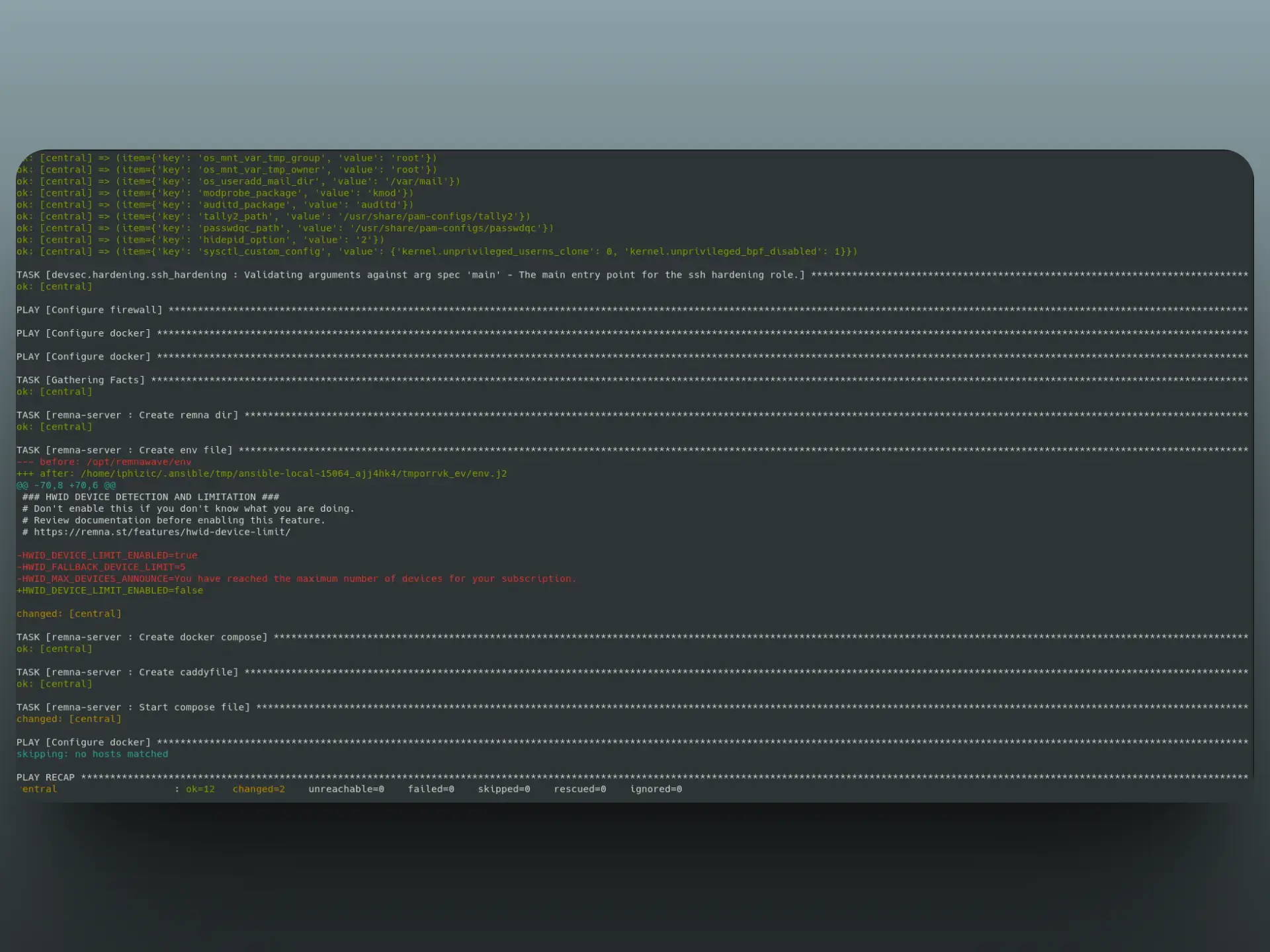 Ansible playbook for installation